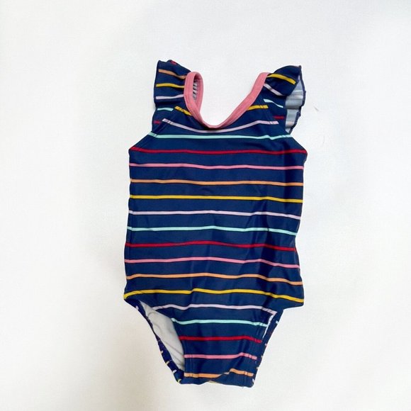 Hanna Andersson Girls 60 Swimsuit Lot – Floral & Stripe One Piece Set - Picture 2 of 9